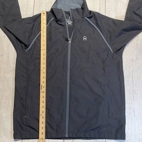 Elevate men’s zip up windbreaker Dark gray/gray trim size M - Picture 6 of 8